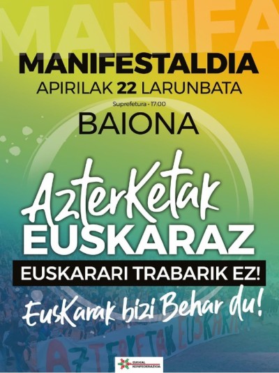 Larunbatean manifestazioa eginen du euskalgintzak Baionan 'Azterketak euskaraz' goiburuarekin